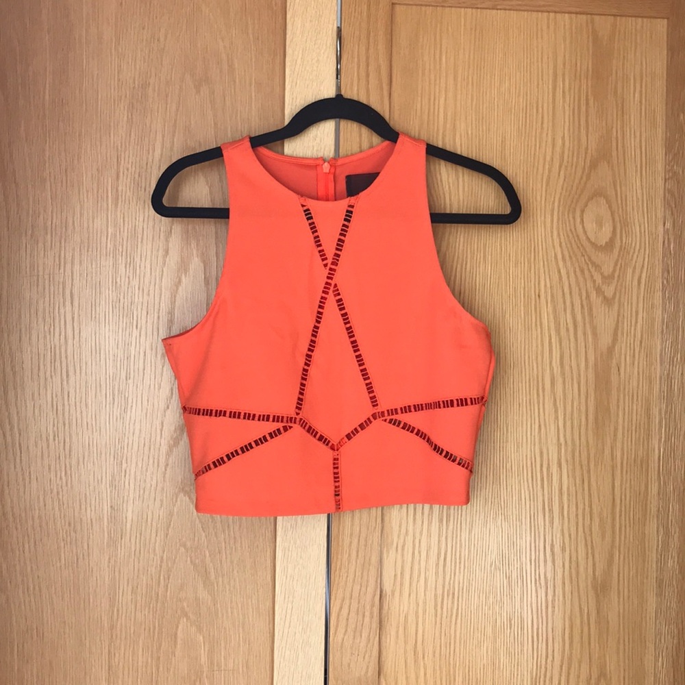 NWT h&m orange cut out crop top